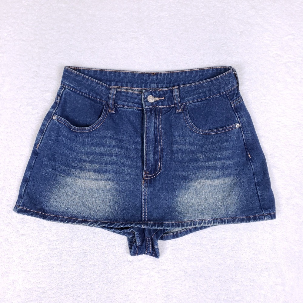 SHEIN Faded Denim Mini Skort 30 Blue
